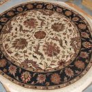 6' ROUND RUG HANDMADE WOOL JAIPUR TRADITIONAL IVORY/BLK