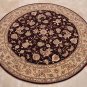 6 FOOT ROUND AREA RUG HAND TUFTED WOOL SILK BURGUNDY