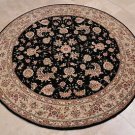 6 FOOT ROUND AREA RUG HAND TUFTED WOOL SILK BLACK BEIGE