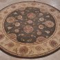 6 FOOT ROUND AREA RUG HAND TUFTED WOOL SILK GREEN BEIGE