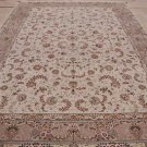 10x14 WOOL&SILK AREA RUG HAND KNOTTED IVORY TAUPE MADE