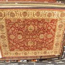 8x10 HANDMADE RUG JAIPUR RED IVORY GOLD GREEN THICK WOOL PLUSH PILE INDIA NEW