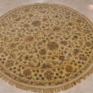 6 FOOT ROUND AREA RUG HAND TUFTED TWISTED WOOL BEIGE