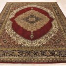 8x10 WOOL HAND KNOTTED AREA RUG RED-TAN BLACK MEDALLION