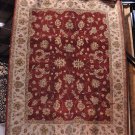 8x10 HANDMADE RUG BURGUNDY IVORY GOLD GREEN PESHAWAR