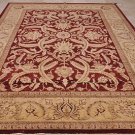 10x14 WOOL AREA RUG VEG DYE HANDMADE BURGUNDY GOLD FINE
