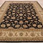 10x14 WOOL AREA RUG VEGETABLE DYE HANDMADE BLACK BEIGE