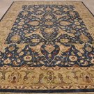 10x14 WOOL AREA RUG VEGETABLE DYE HANDMADE BLUE GREEN