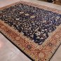 10x14 WOOL AREA RUG VEG DYE HANDMADE BLUE RUST BROWN