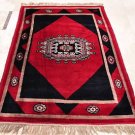 HANDMADE PERSIAN AREA RUG 5x7 RED BLACK BOKHARA TRIBAL