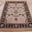 HANDMADE PERSIAN AREA RUG 5x7 BEIGE BLUE REVERSIBLE NEW