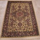 HANDMADE PERSIAN AREA RUG 4x6 CREAM PINK MEDALLION