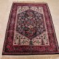 HANDMADE PERSIAN RUG 4x6 NAVY BLUE IVORY PINK WOOL