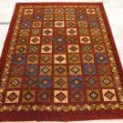 5x7 HAND KNOTTED WOOL AREA RUG RUST GREEN CHOBI VEG DYE