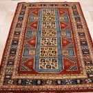 5x7 HAND KNOTTED WOOL AREA RUG RED BLUE TRIBAL PAKISTAN