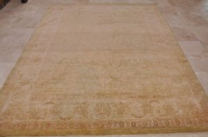 8x10 WOOL HANDMADE GOLD VEGETABLE DYE BEIGE MUTED TONES
