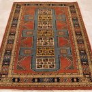 5x6 HAND KNOTTED WOOL AREA RUG RUST BLUE TRIBAL RARE