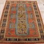 5x6 HAND KNOTTED WOOL AREA RUG RUST BLUE TRIBAL RARE