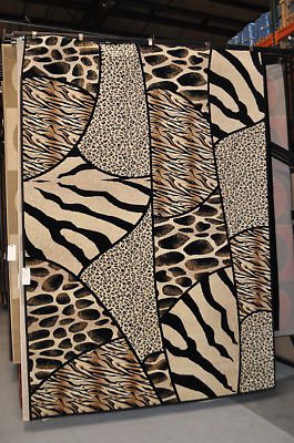 8x11 Machine Made Rug Zebra Tiger Leopard Giraffe Print