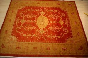 8x10 WOOL HANDMADE AREA RUG VEG DYE CHOBI RUST GOLD NEW