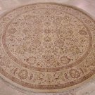 8 FOOT ROUND RUG HANDMADE IVORY VEGETABLE DYE PERSIAN