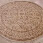 8 FOOT ROUND RUG HANDMADE IVORY VEGETABLE DYE PERSIAN
