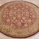 8 FOOT ROUND RUG HANDMADE WINE GOLD GREEN VEGETABLE DYE