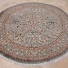 8 FOOT ROUND RUG WOOL HANDMADE GREEN PERSIAN FLORAL