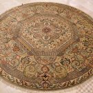 8 FOOT ROUND RUG HANDMADE GEOMETRIC JAIPUR IVORY BEIGE