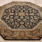 8 FOOT ROUND RUG HANDMADE RARE OCTAGON BLACK JAIPUR