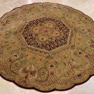 8 FOOT ROUND RUG HANDMADE GEOMETRIC JAIPUR RED CAMEL