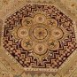 8 FOOT ROUND RUG HANDMADE GEOMETRIC JAIPUR RED CAMEL