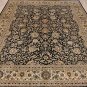 8x10 PERSIAN AREA RUG HANDMADE BLACK BEIGE FINE WOOL
