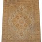 8x10 WOOL HANDMADE RUG BLUE IVORY GOLD VEGETABLE DYE