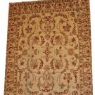 8x10 WOOL HANDMADE RUG IVORY GOLD RUST GRAY MUTED CHOBI