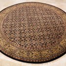 8 FOOT ROUND RUG HANDMADE WOOL BLACK GOLD MASTERPIECE