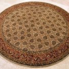 8 FOOT ROUND RUG HANDMADE WOOL BEIGE RUST MASTERPIECE