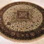8 FOOT ROUND RUG WOOL SILK GREEN IVORY RED MASTERPIECE