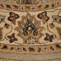 8 FOOT ROUND AREA RUG HANDMADE TUFTED WOOL TEAL IVORY
