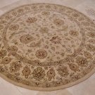 8 FOOT ROUND AREA RUG TUFTED WOOL BEIGE GOLD NO FRINGE