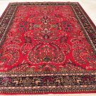 9x12 WOOL RUG HANDMADE PERSIAN SAROUK RED NAVY BLUE