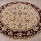 8 FOOT ROUND AREA RUG HAND TUFTED SILK WOOL IVORY BURG.