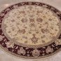 8 FOOT ROUND AREA RUG HAND TUFTED SILK WOOL IVORY BURG.