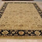 10x14 WOOL AREA RUG PERSIAN KASHAN HANDMADE CMEAM BLACK
