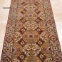 3x8 HANDMADE WOOL RUNNER GEOMETRIC GOLD GREY RED JAIPUR