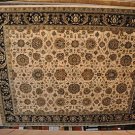 9x12 RUG HANDMADE PERSIAN KASHAN IVORY BLACK GREEN SOFT