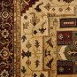 9x12 WOOL AREA RUG HANDMADE HERIZ TRIBAL PATTERN IVORY RED GREEN GOLD PLUSH PILE