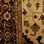 9x12 WOOL AREA RUG HANDMADE HERIZ TRIBAL PATTERN IVORY RED GREEN GOLD PLUSH PILE