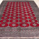 9x12 BOKHARA RUG TRIBAL HANDMADE WOOL BRIGHT RED GRAY