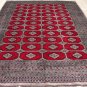 9x12 BOKHARA RUG TRIBAL HANDMADE WOOL BRIGHT RED GRAY